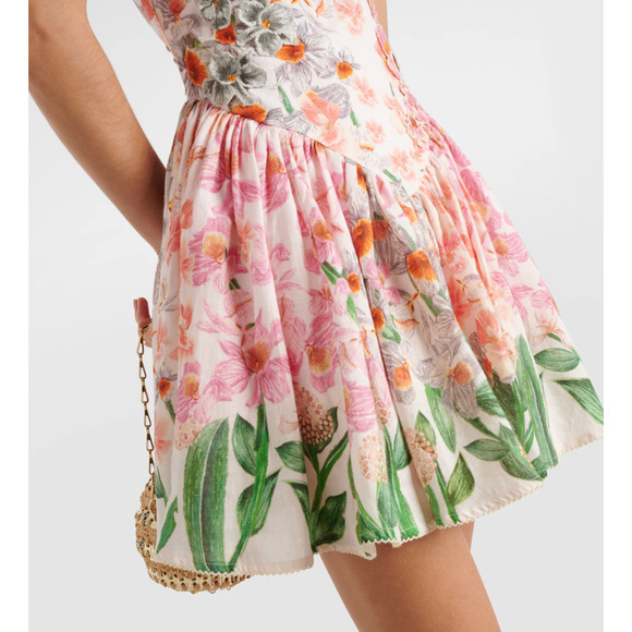 Agua by Agua Bendita Pluma Jardinera linen minidress Medium - Picture 3 of 8